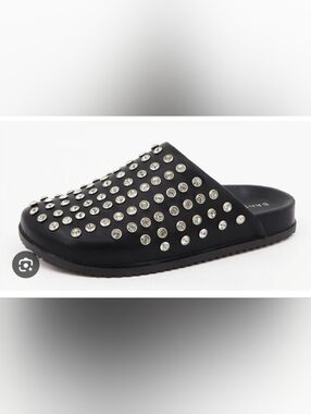 Studded Black Slip-On  with Rhinestone Accents